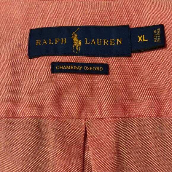 Ralph Lauren Chambray Oxford Short Sleeve Button Down Shirt XL New With Tags - Picture 7 of 7